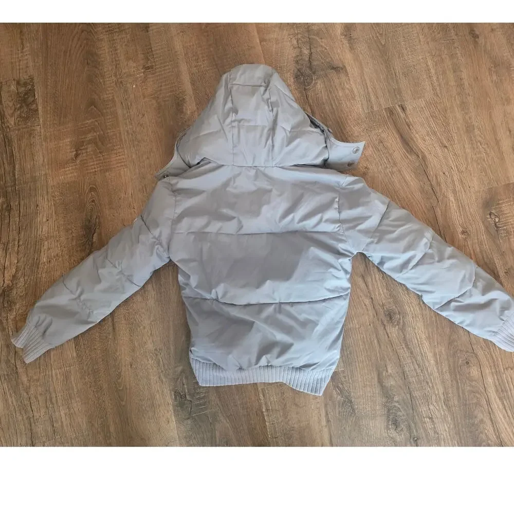 Abercrombie & Fitch Girls Sherpa Lined Gray Thick Full Zip Hooded Jacket 9 10